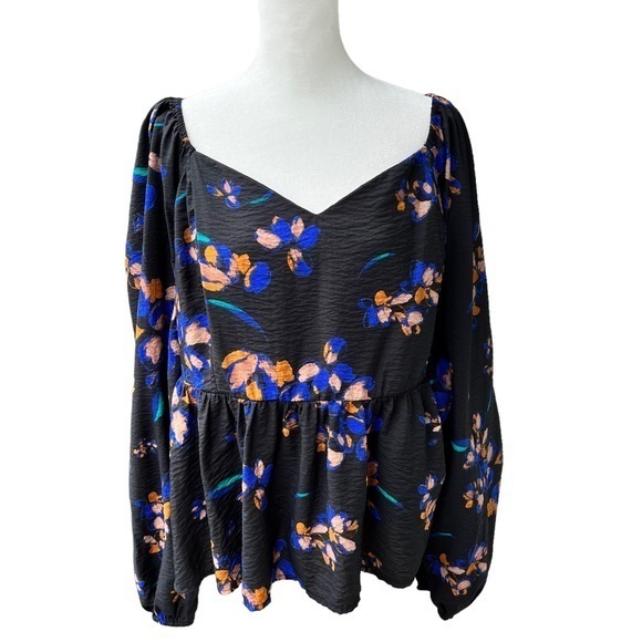 Ava &‎ Viv Women's Top Size X
Black Peplum Floral Print Long Sleeve Plus - Picture 7 of 14